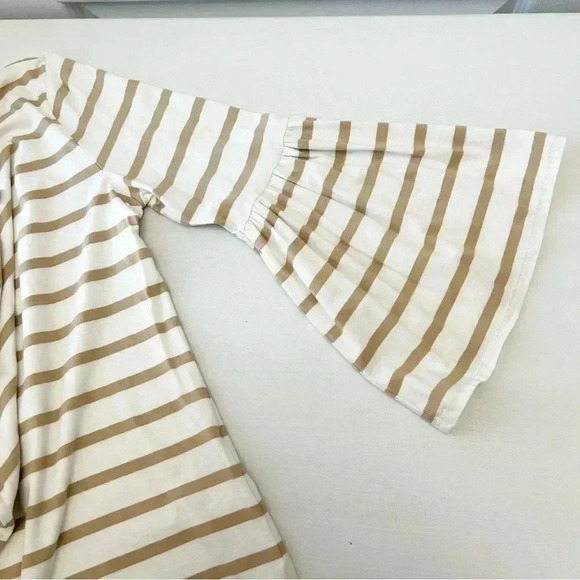 Banana Republic Bell Sleeve Top Supima Cotton Stripes White & Tan Size  XS - Picture 11 of 15